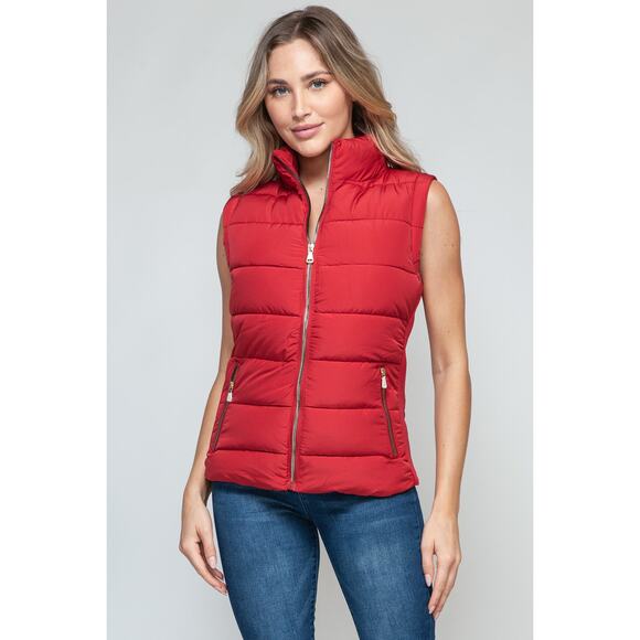 SNOBBISH Red Zip Up Turtleneck Puffer Vest Full Zip Pockets New Fall Winter - Picture 4 of 8